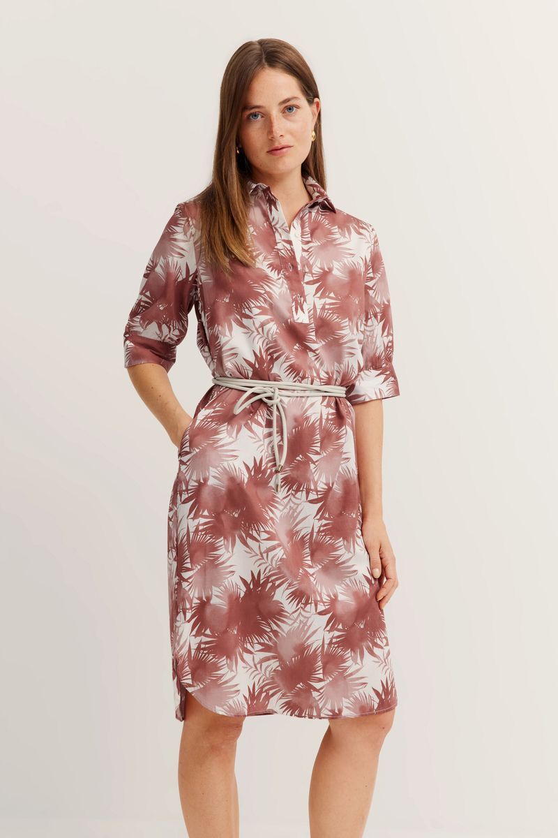 Hemdblusenkleid mit tropischem Print