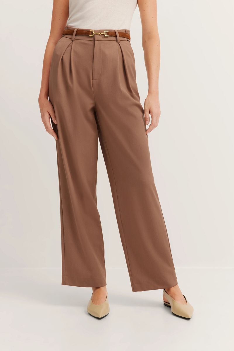 Klassische Faltenhose mit geradem Bein