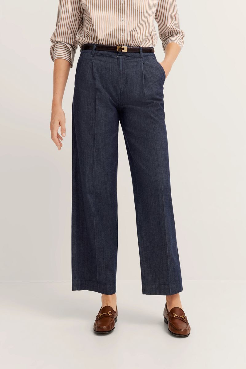 Bundfaltenhose mit geradem Bein