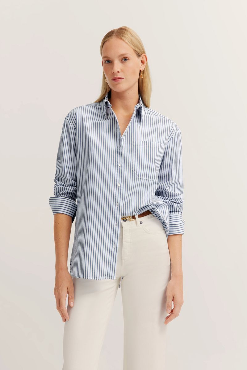 Zeitlose gestreifte Baumwoll-Hemdbluse