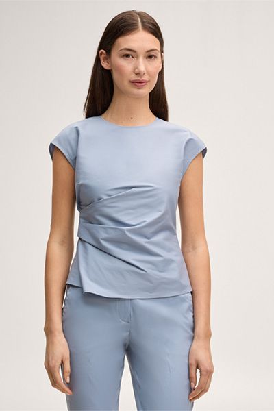 Drapiertes Blusen-Top aus Baumwollstretch