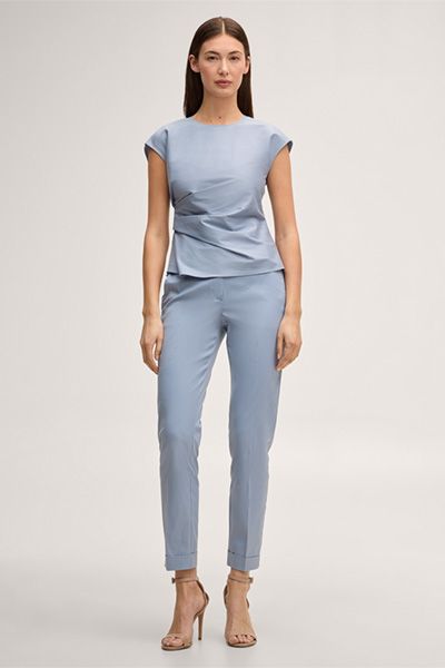 Drapiertes Blusen-Top aus Baumwollstretch