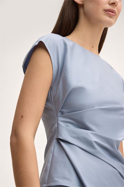Drapiertes Blusen-Top aus Baumwollstretch