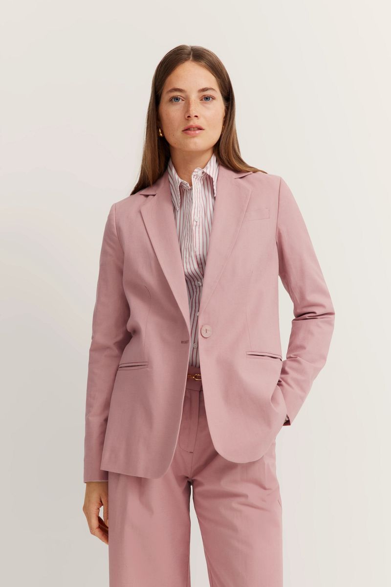 Klassischer Einreiher-Blazer aus Baumwoll-Leinen