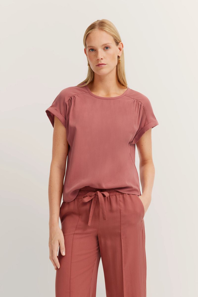 Lockeres Tencel-Blusenshirt mit überschnittenen Schultern