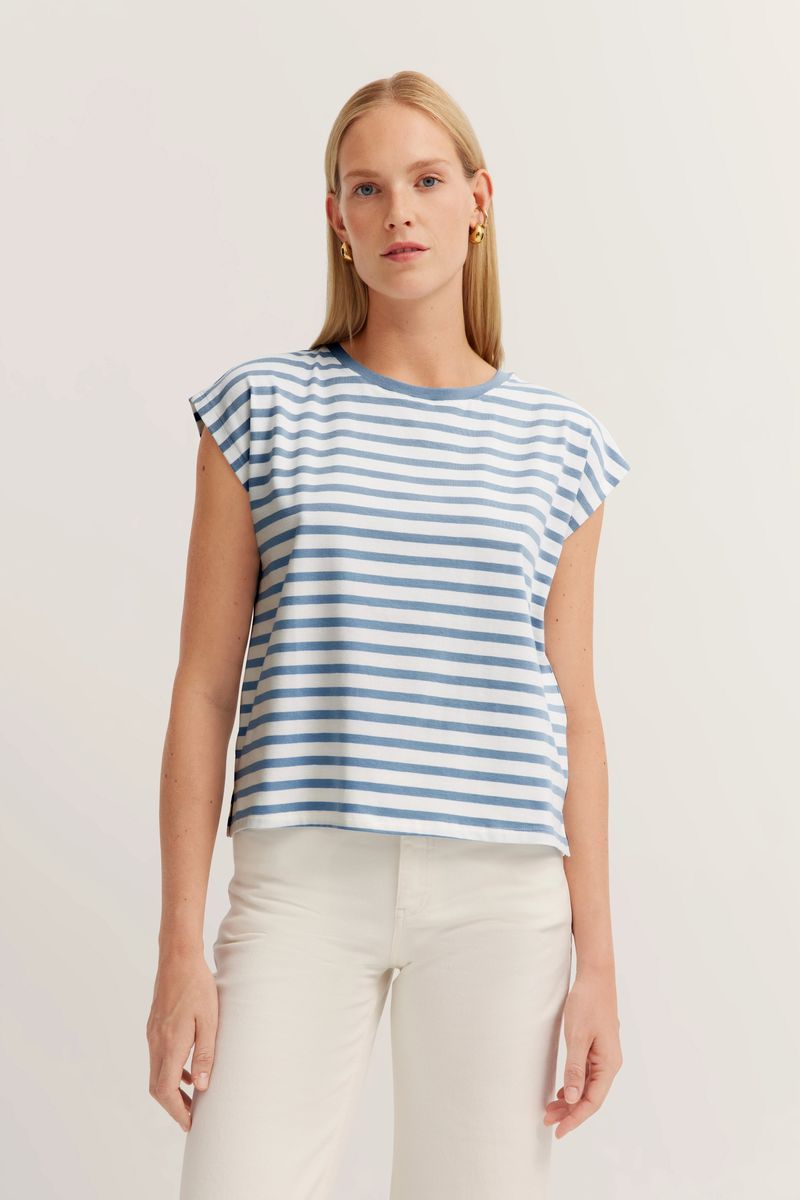 Gestreiftes T-Shirt aus Viskose-Mix