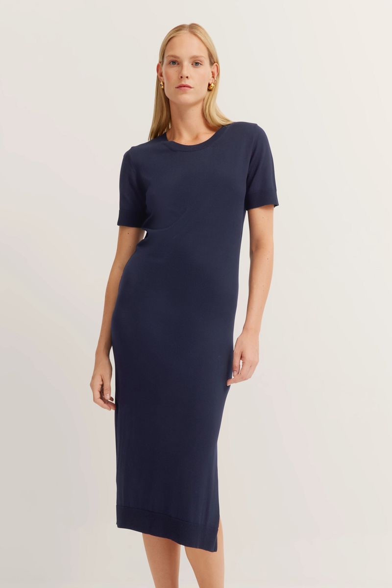 Strick-Midikleid mit Schlitzen