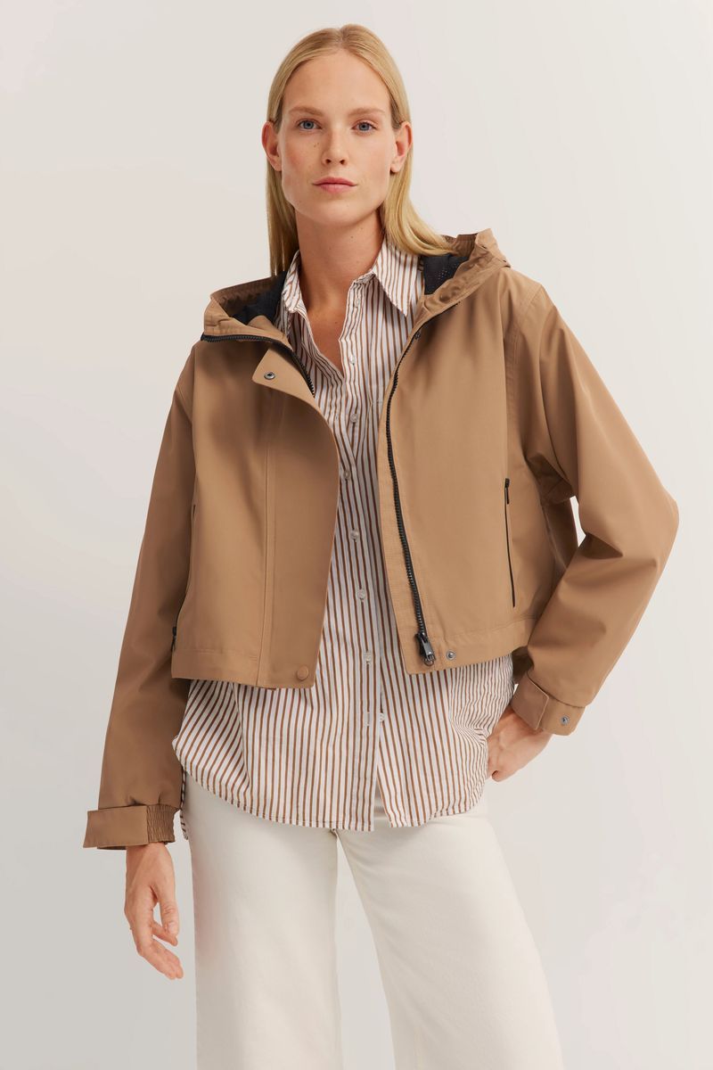 Wasserabweisender Cropped Blouson mit Kapuze