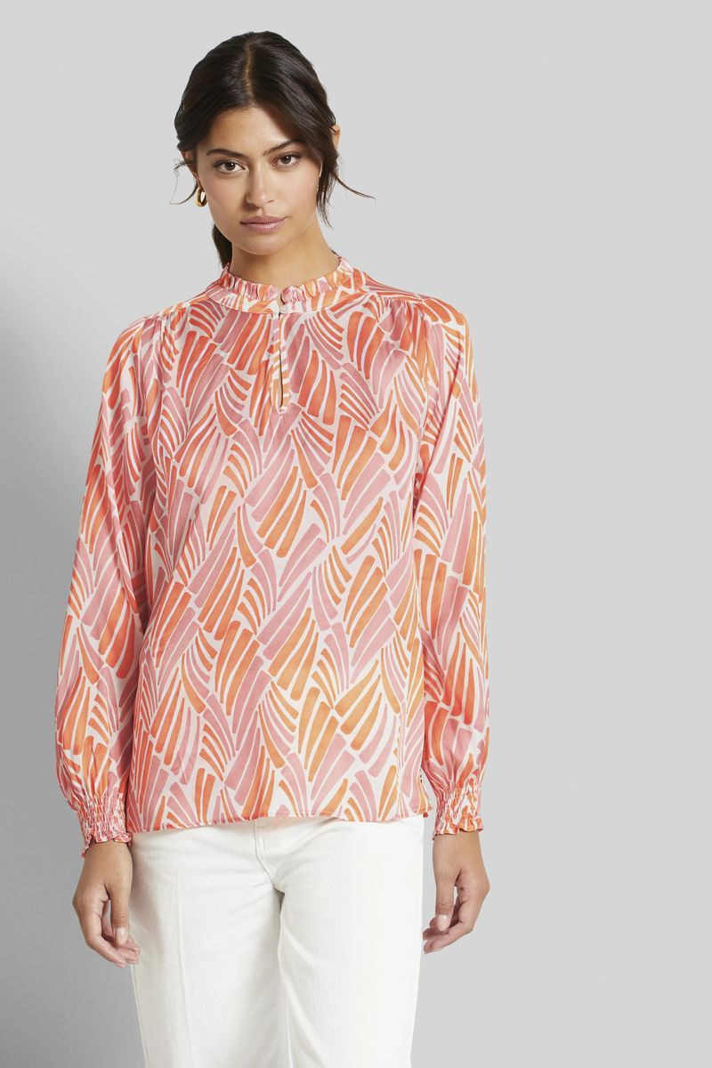 Bedruckte Viskosebluse mit Rüschen