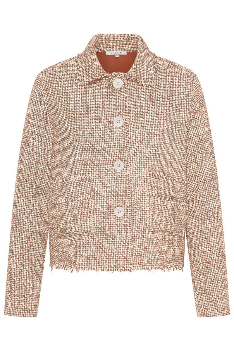 Klassische Bouclé-Jacke mit Fransensaum