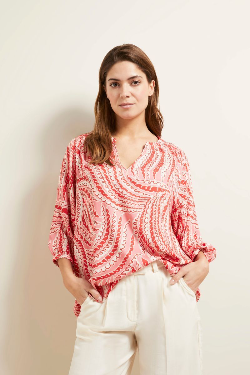 Fließende Viskosebluse mit Paisley-Muster