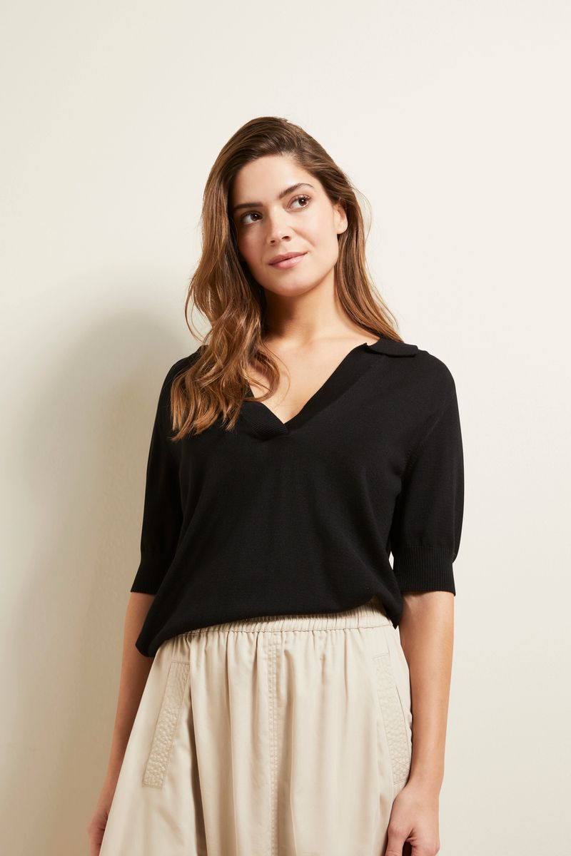 Schickes Knit-Polo mit V-Ausschnitt
