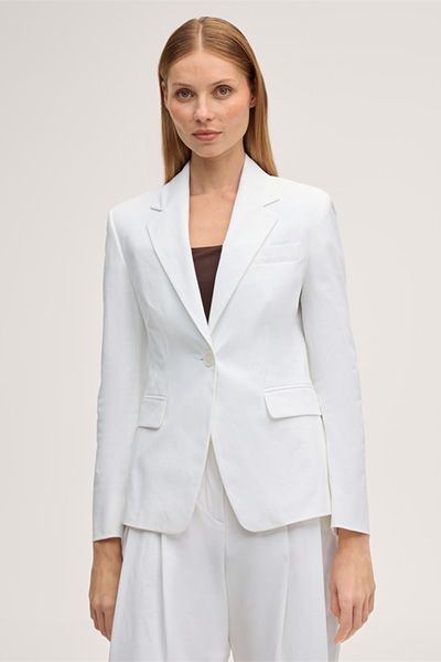Klassischer Einknopf-Gabardine-Blazer