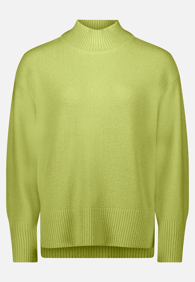 Schimmernder Oversize-Strickpullover mit Stehkragen