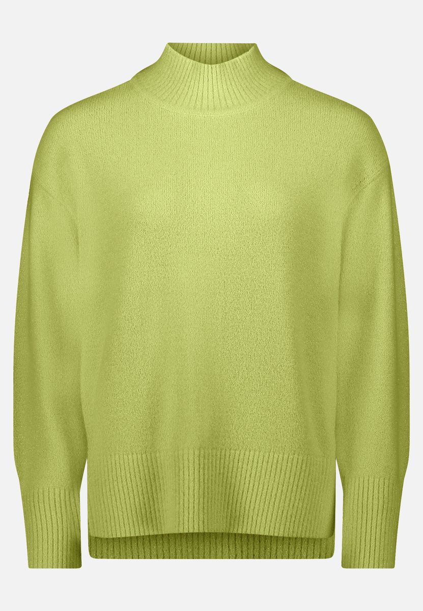 Schimmernder Oversize-Strickpullover mit Stehkragen