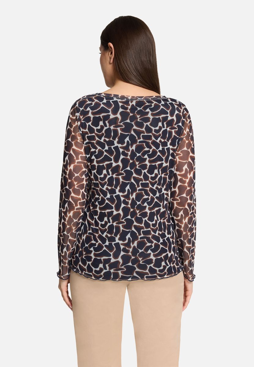 Mesh-Oberteil mit Animal-Print
