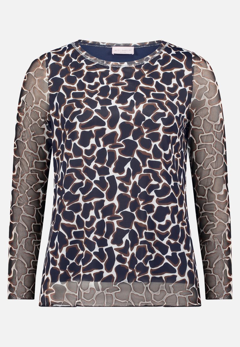 Mesh-Oberteil mit Animal-Print