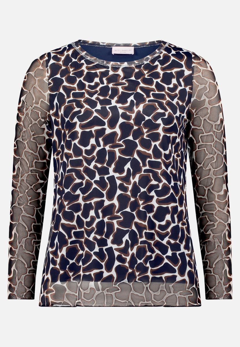Mesh-Oberteil mit Animal-Print