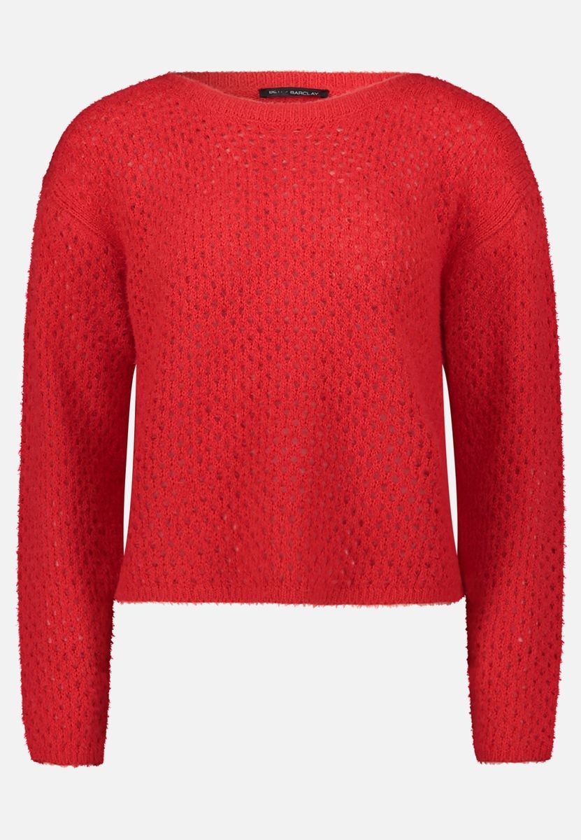 Lässiger Lochstrickpullover mit U-Boot-Ausschnitt