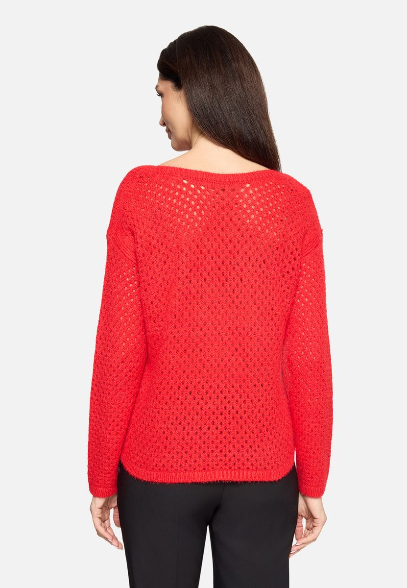 Lässiger Lochstrickpullover mit U-Boot-Ausschnitt
