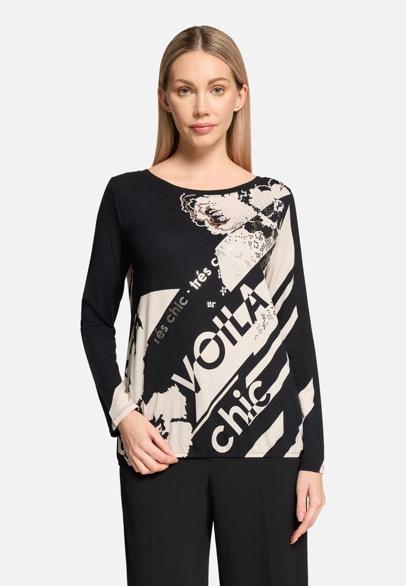 Langarmshirt mit grafischem Blumenmuster