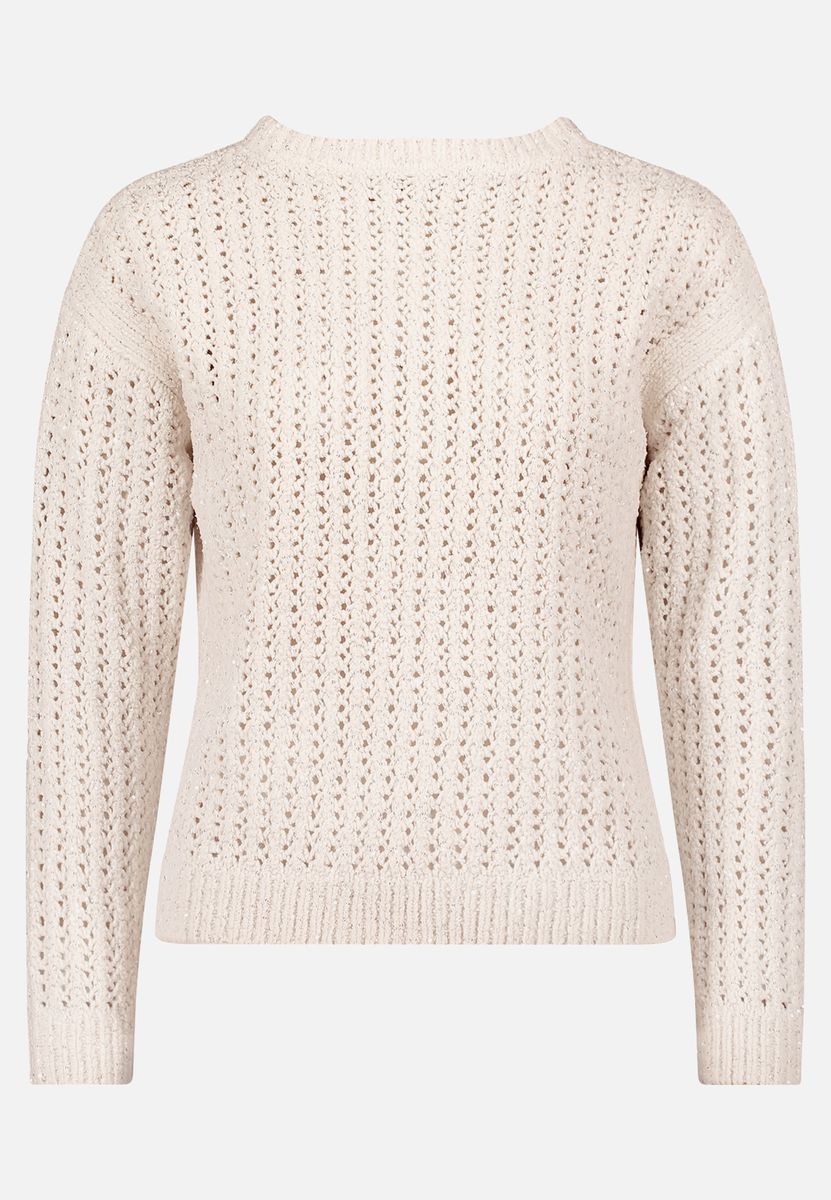 Grobstrick-Pullover mit Lochmuster