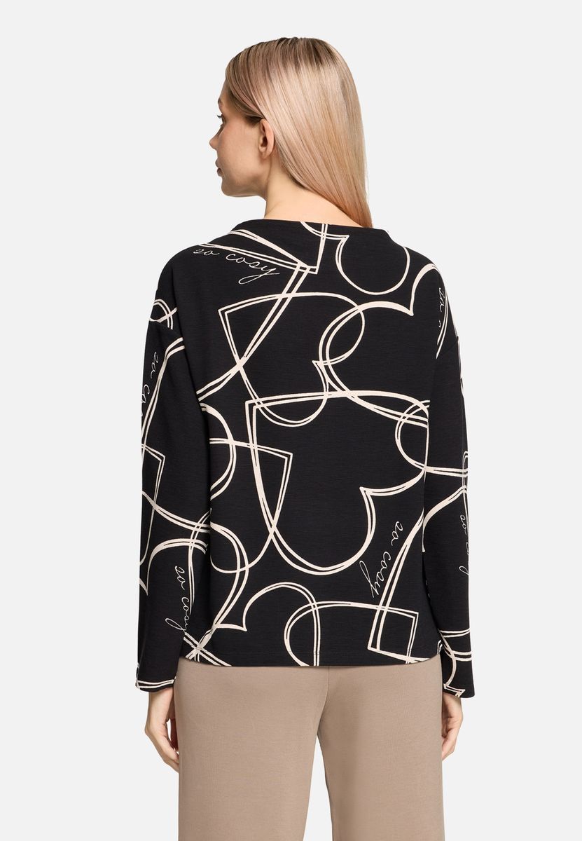 Sweatshirt mit Herzmuster und Stehkragen