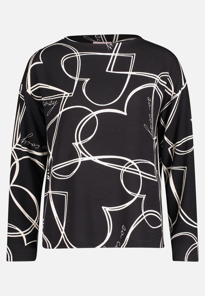 Sweatshirt mit Herzmuster und Stehkragen