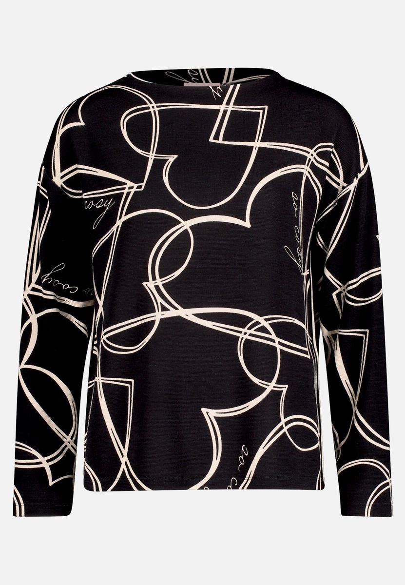 Sweatshirt mit Herzmuster und Stehkragen