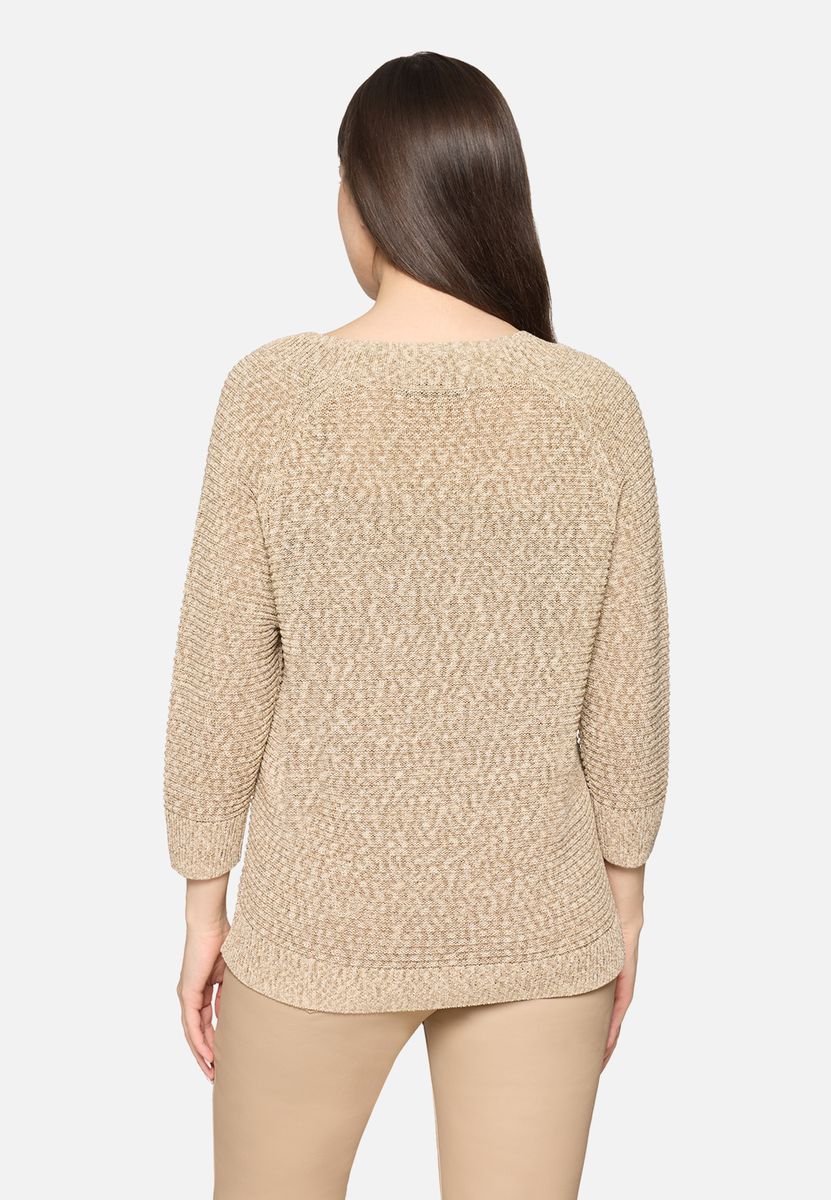 Strukturierter Glanz-Strickpullover mit V-Ausschnitt