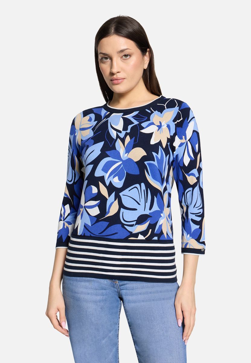 Feinstrickpullover mit Blumenprint