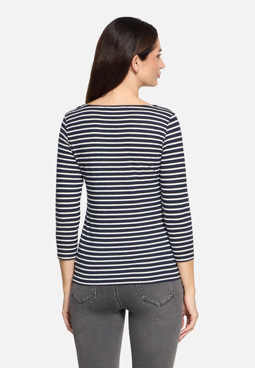 Gestreiftes 3/4-Arm-Shirt mit U-Boot-Ausschnitt