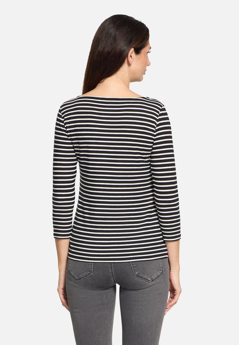 Gestreiftes 3/4-Arm-Shirt mit U-Boot-Ausschnitt