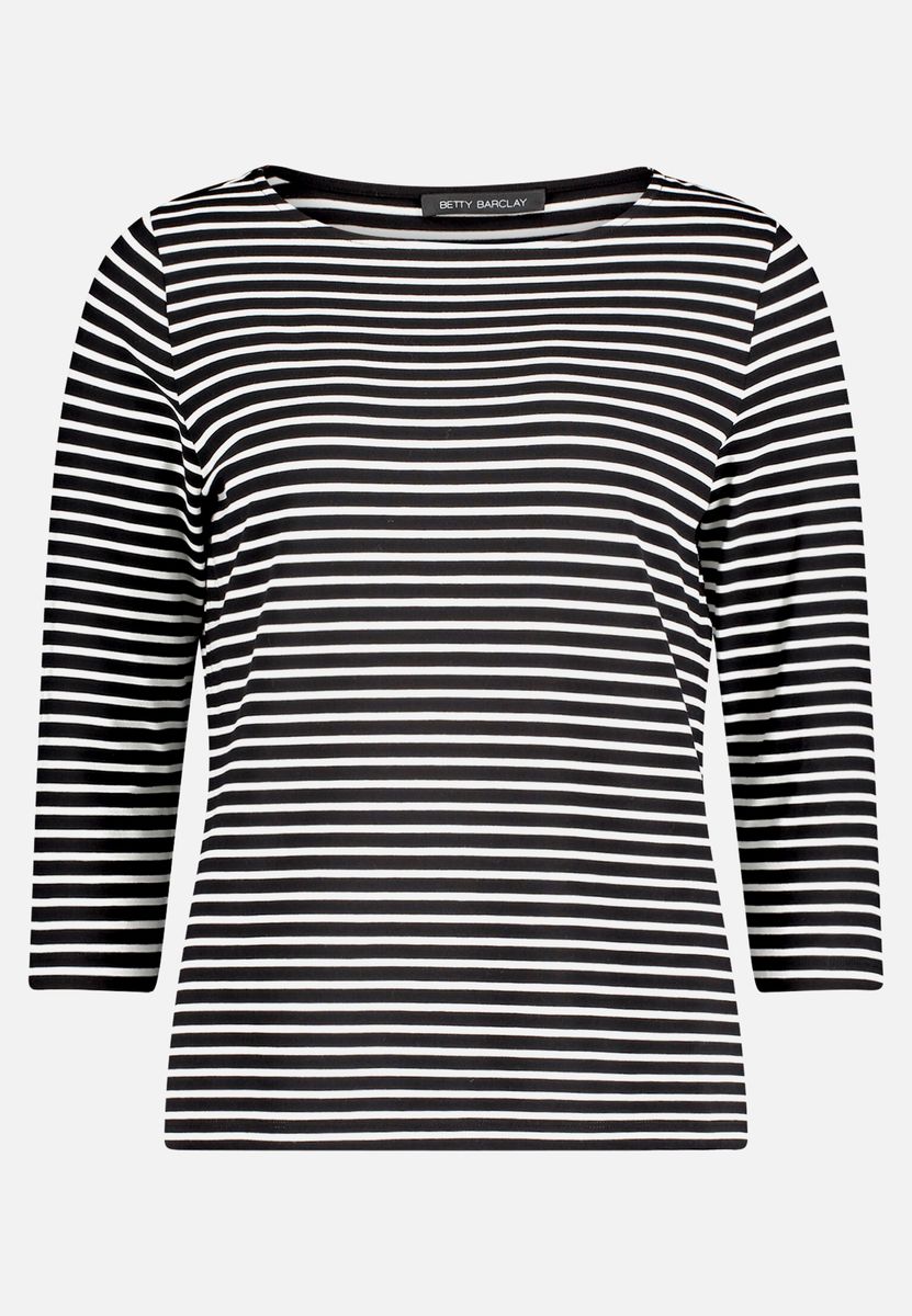 Gestreiftes 3/4-Arm-Shirt mit U-Boot-Ausschnitt