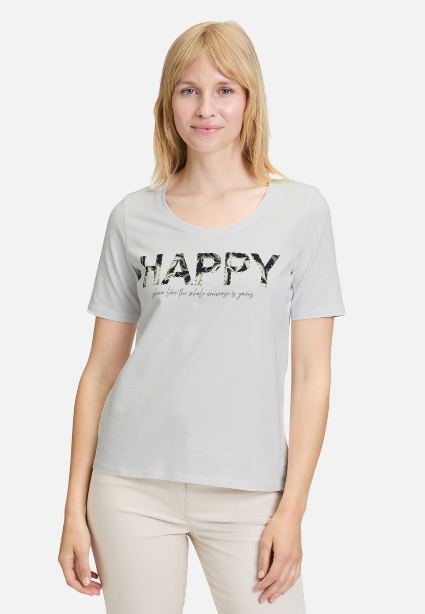Grafik-T-Shirt mit Blumenprint und Strass