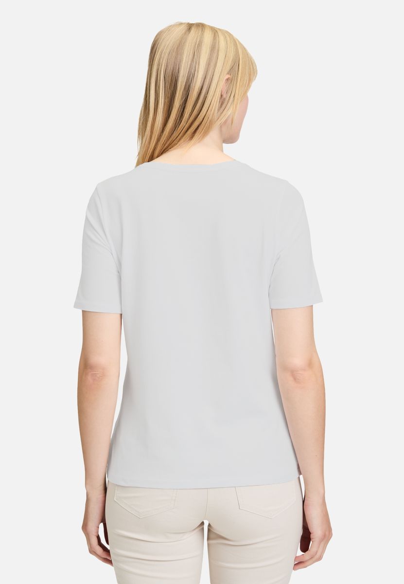 Grafik-T-Shirt mit Blumenprint und Strass