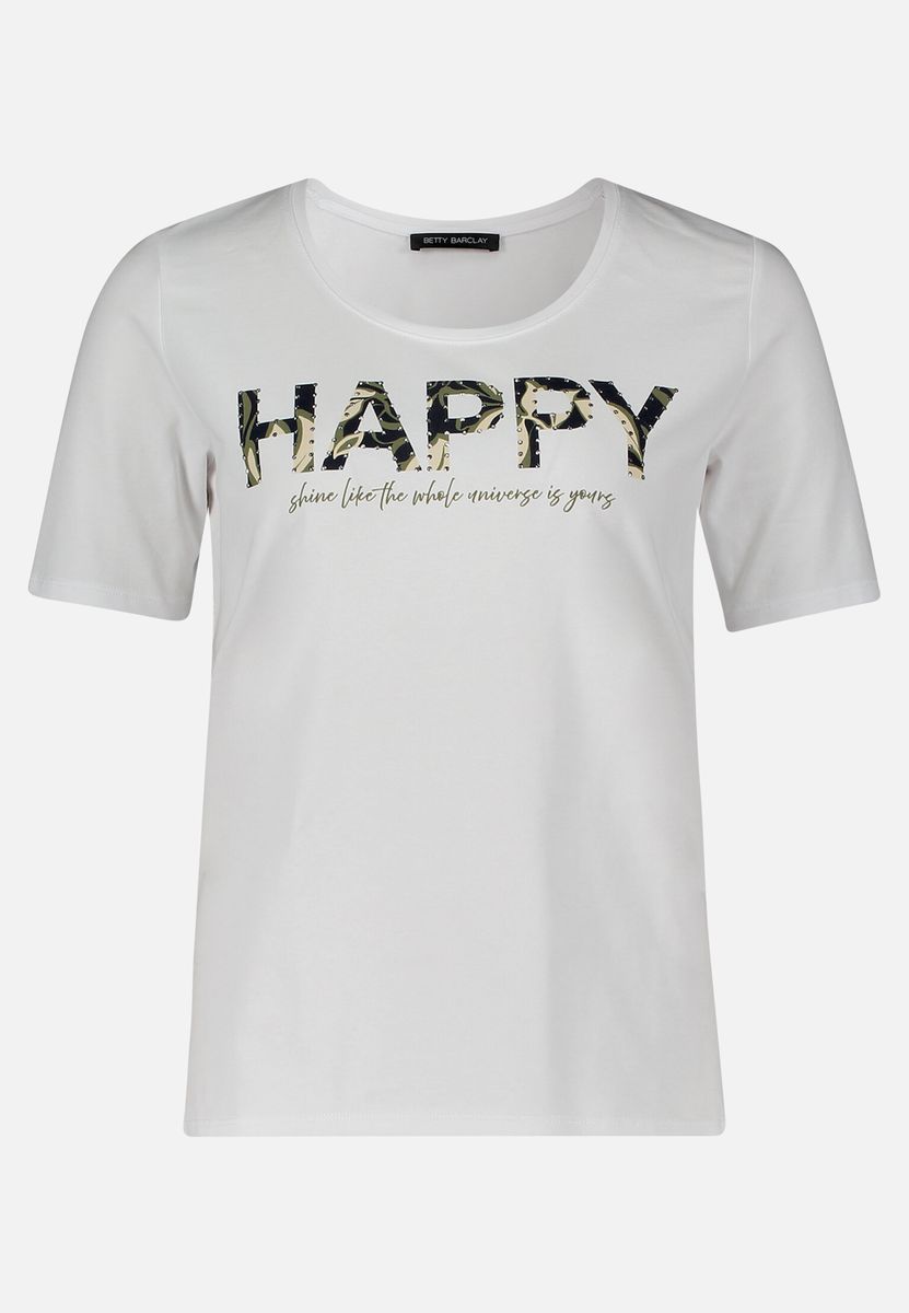 Grafik-T-Shirt mit Blumenprint und Strass