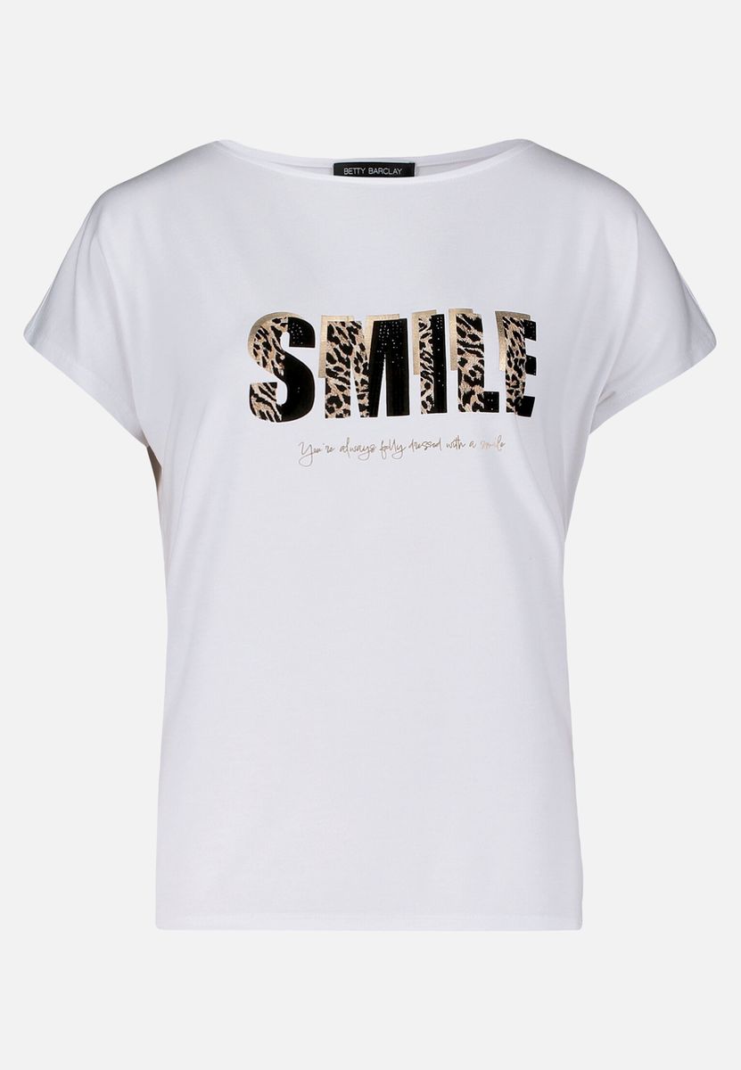 Grafik-T-Shirt mit Blumenprint und Strass