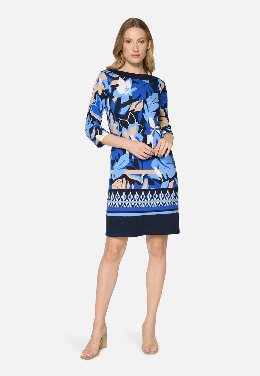 Florales Shirtkleid mit U-Boot-Ausschnitt