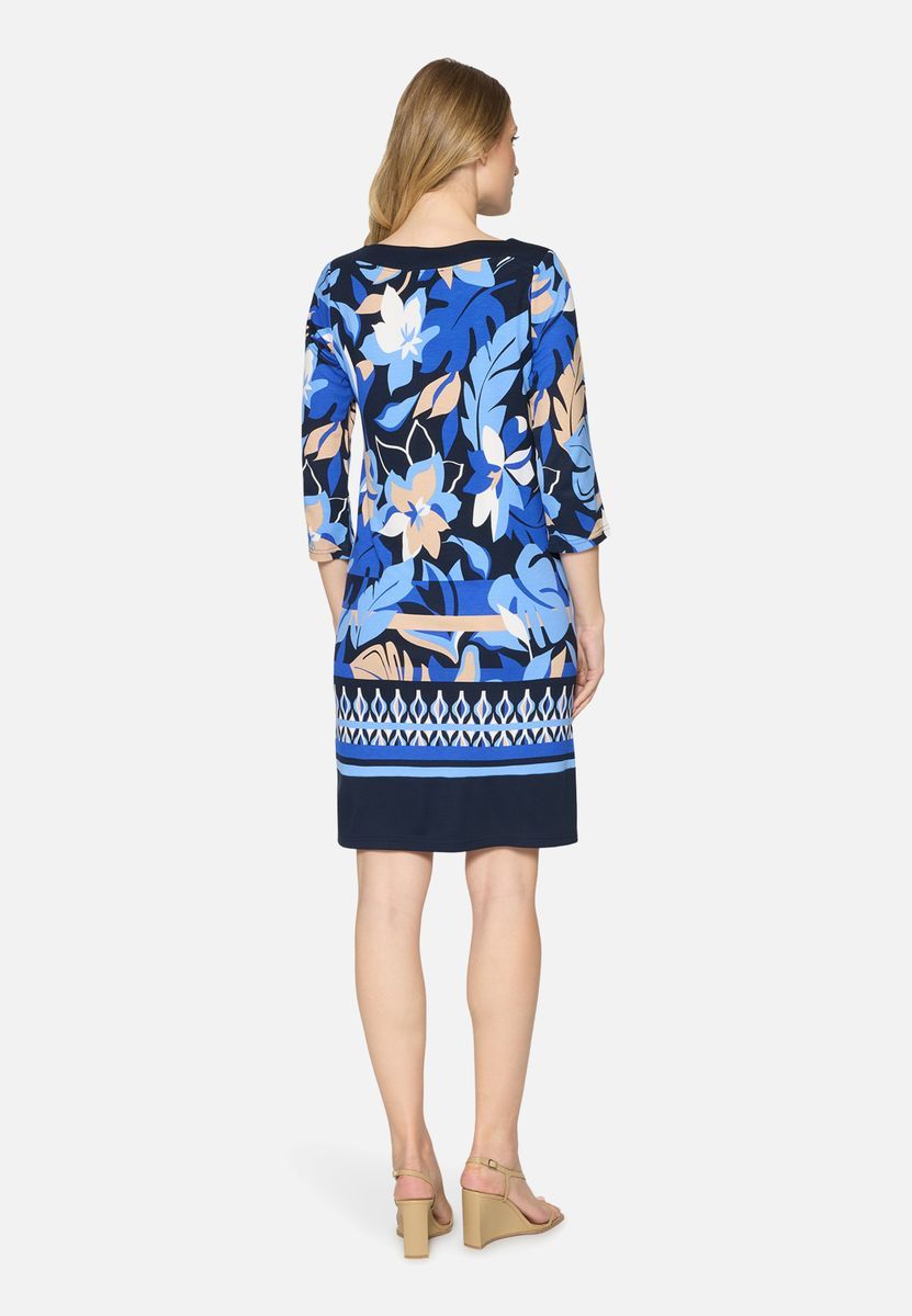 Florales Shirtkleid mit U-Boot-Ausschnitt