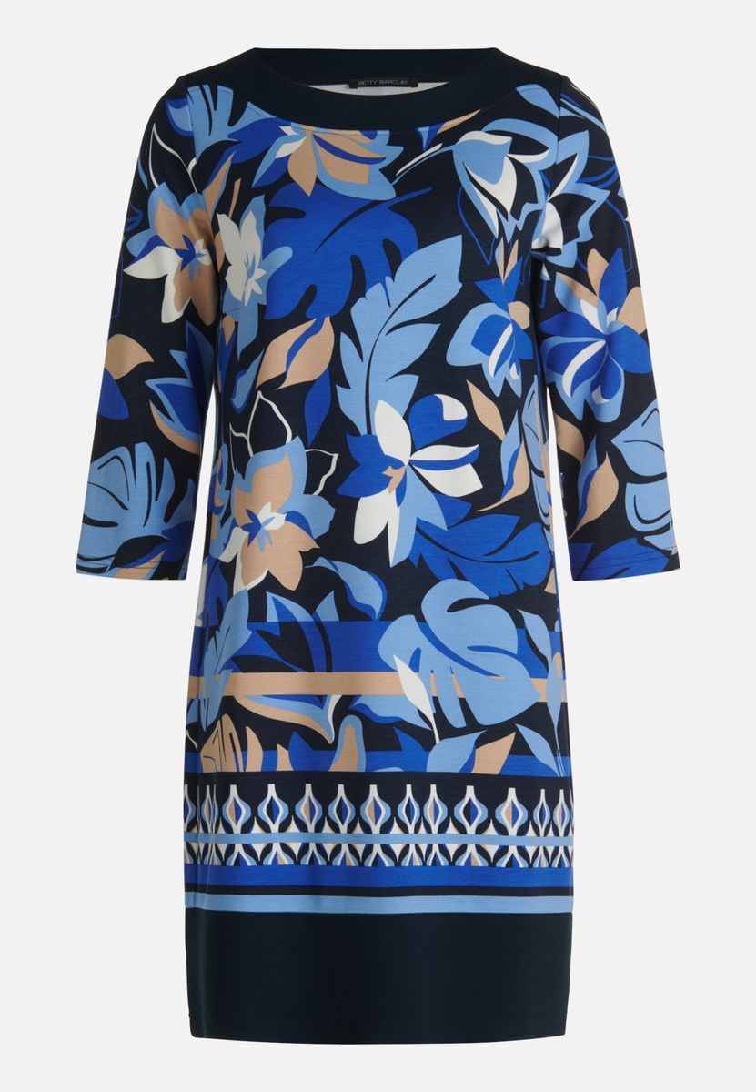 Florales Shirtkleid mit U-Boot-Ausschnitt