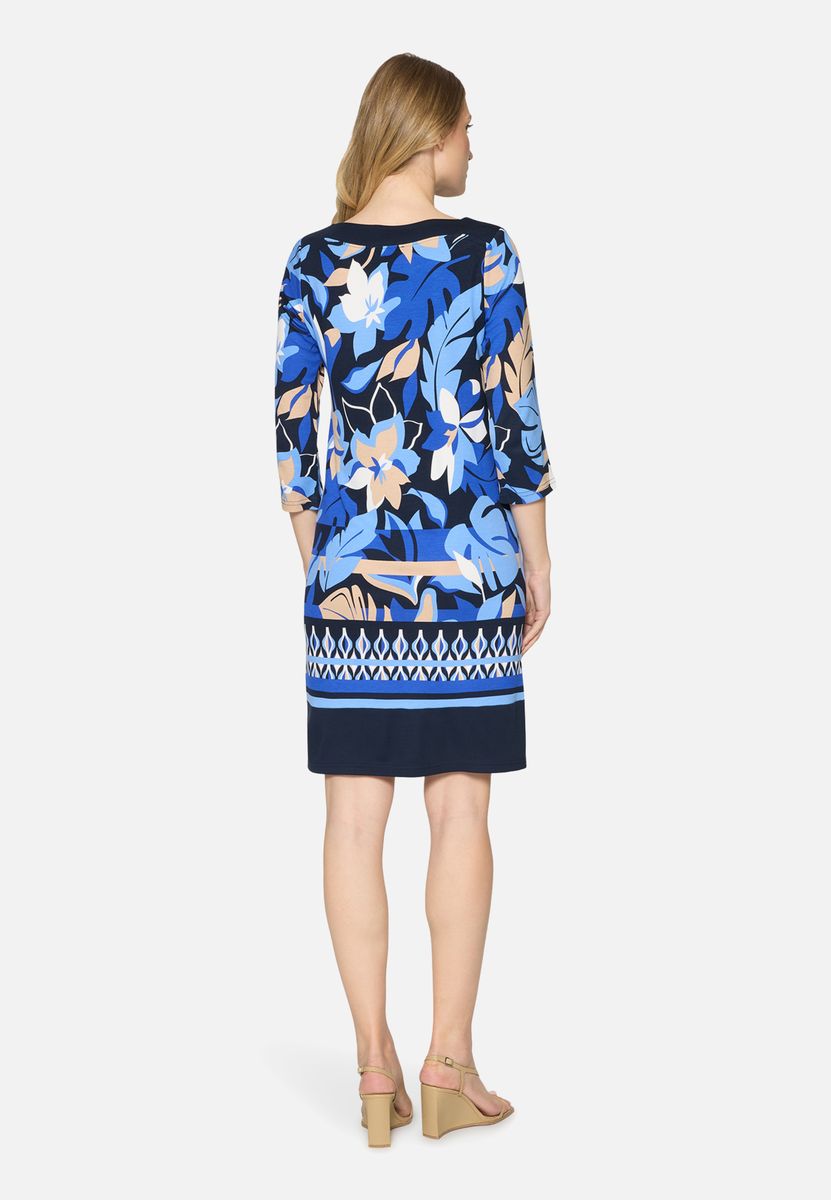 Florales Shirtkleid mit U-Boot-Ausschnitt