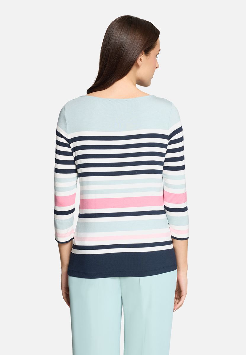 Gestreiftes 3/4-Arm-Shirt mit U-Boot-Ausschnitt