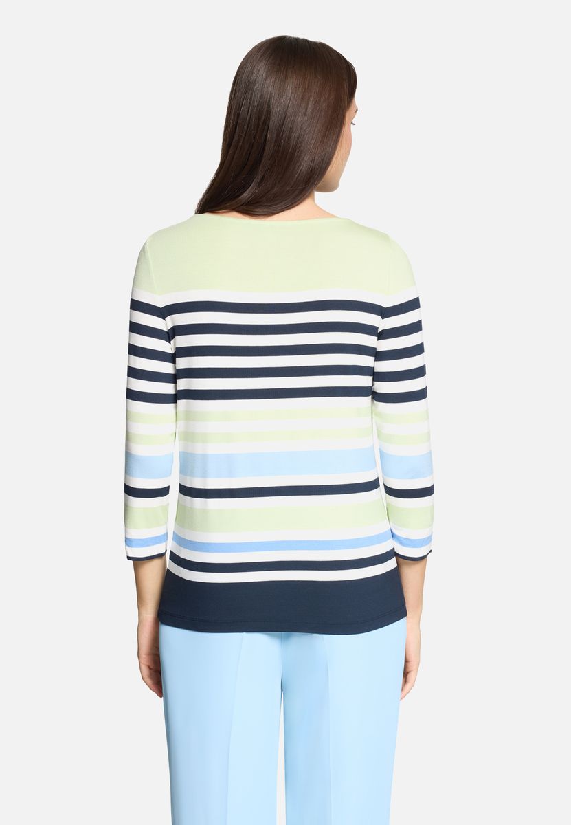 Gestreiftes 3/4-Arm-Shirt mit U-Boot-Ausschnitt
