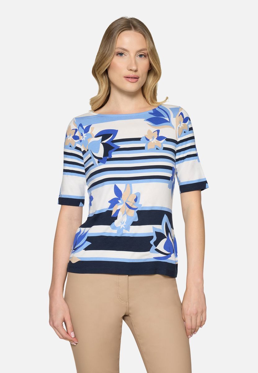 Gestreiftes Shirt mit Blumenprint
