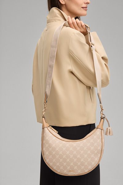 Elegante Monogramm-Schultertasche in Halbmond-Form