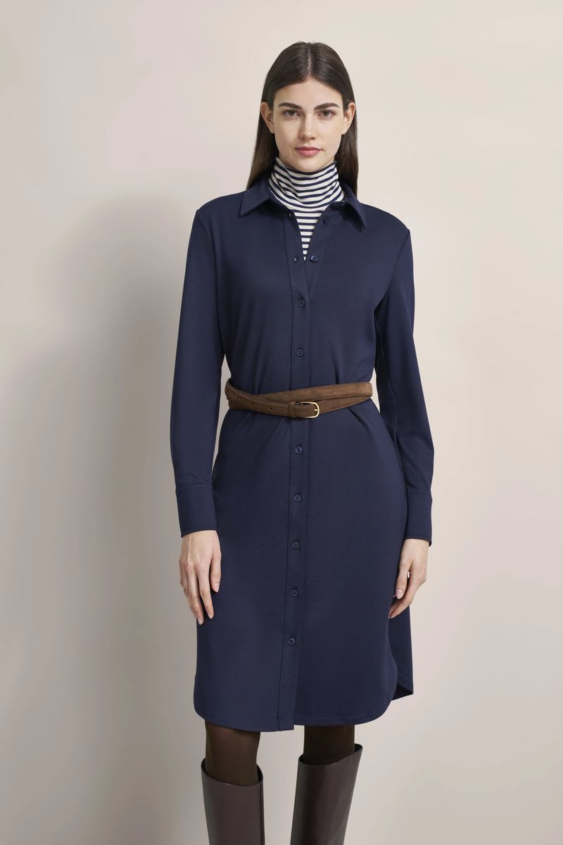 Klassisches Jersey-Blusenkleid mit Gürtel