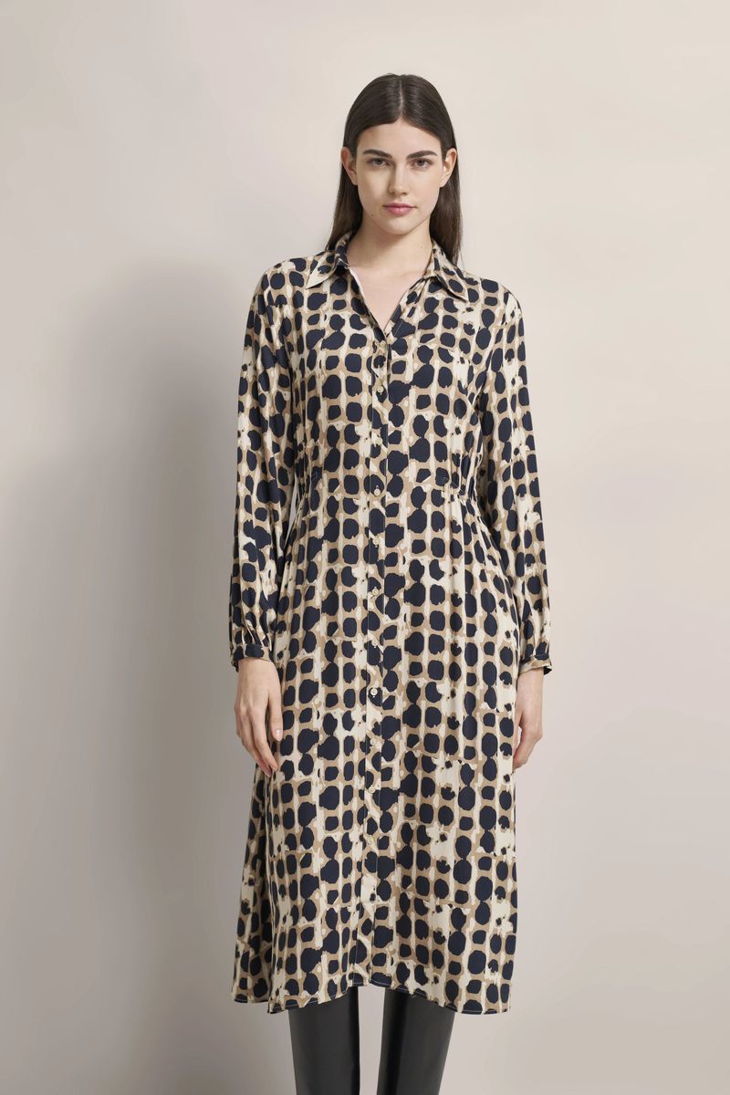 Midi-Blusenkleid mit Grafikmuster