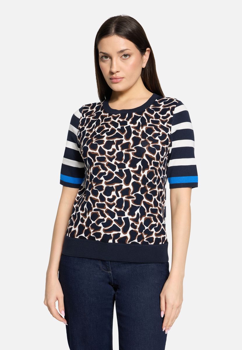 Kurzarm-Strickpullover mit Mustermix