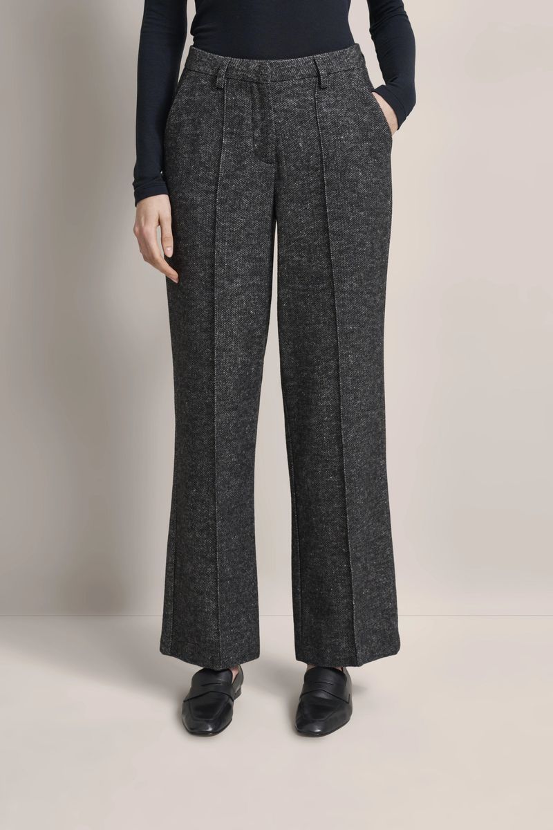 Strukturierte Wollmix-Hose mit geradem Bein